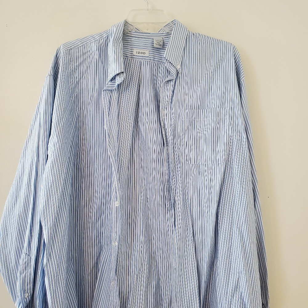 IZOD Men's Dress Shirt Size XXL 80's 2-Ply Oxford